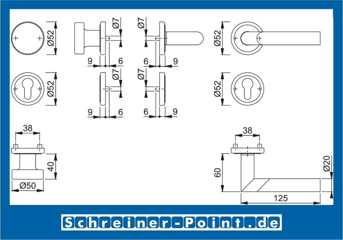 Hoppe Amsterdam Edelstahl Rosettengarnitur F69/F68 matt/poliert E1400Z/15KV/15KVS, 2430645, 2741259, 2430805, 3009297